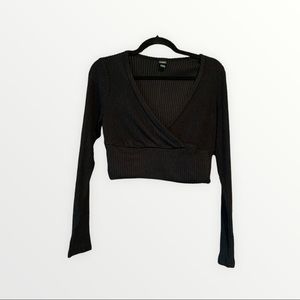 Wild Fable Black Cropped Long Sleeve